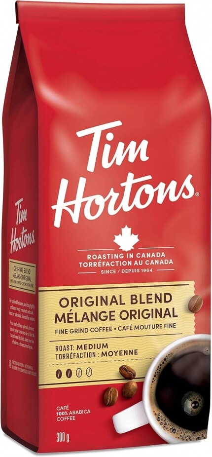 Tim Hortons Original Coffee, Fine Grind Bag, Medium Roast, 300g